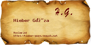 Hieber Géza névjegykártya